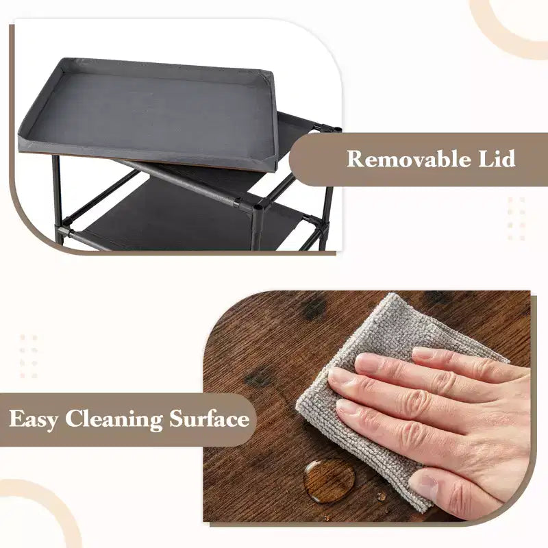 Commode à 3 tiroirs, tour de rangement en tissu, table de chevet haute