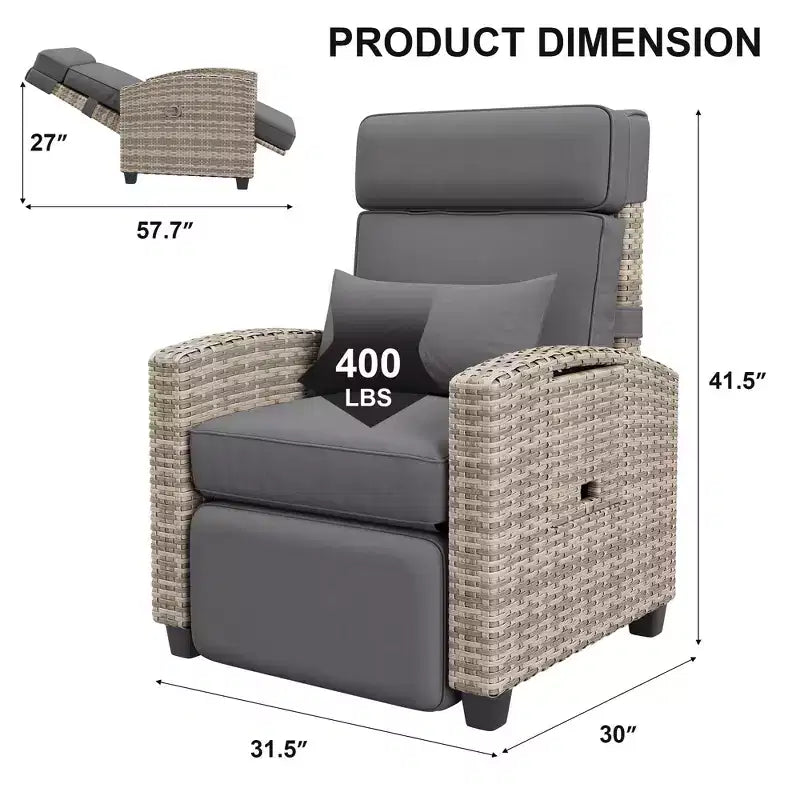 Fauteuil de patio inclinable avec réglage indépendant du dossier et du repose-pieds