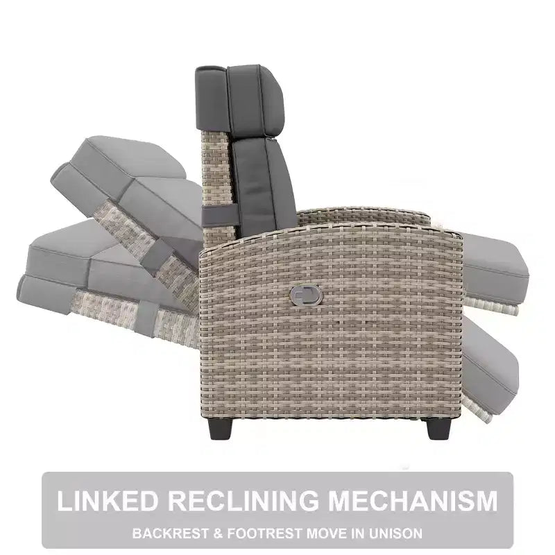 Fauteuil de patio inclinable avec réglage indépendant du dossier et du repose-pieds