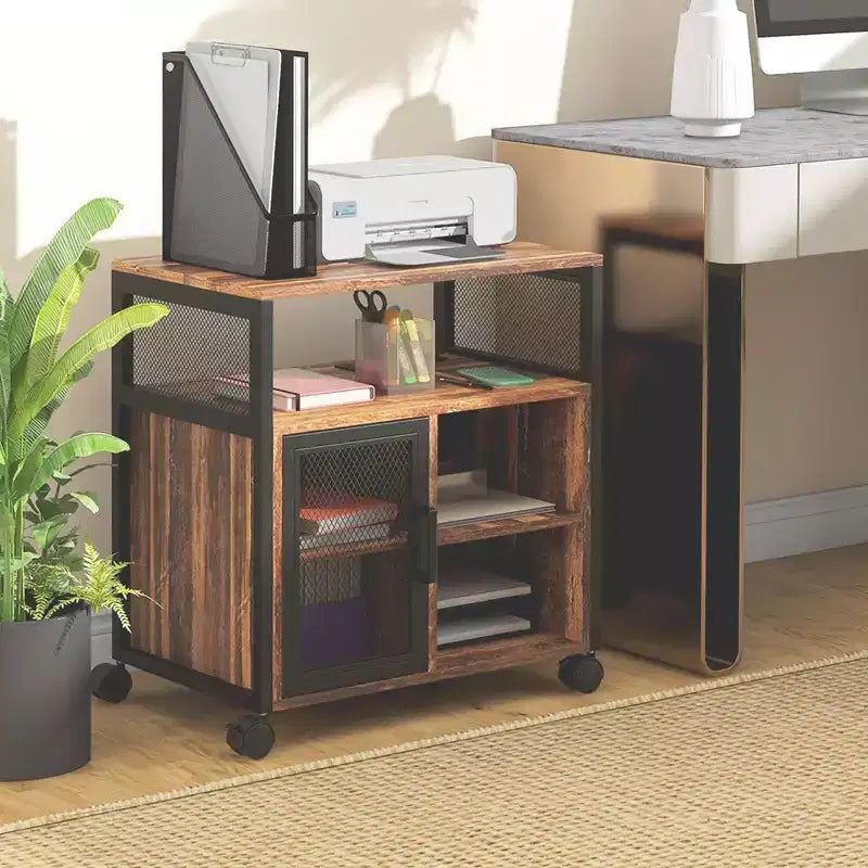 Meuble d'imprimante avec prise et ports de chargement USB, Table d'imprimante mobile industrielle