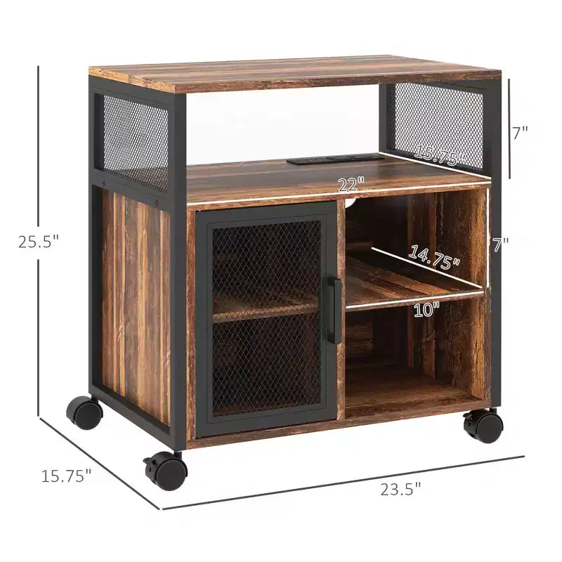 Meuble d'imprimante avec prise et ports de chargement USB, Table d'imprimante mobile industrielle