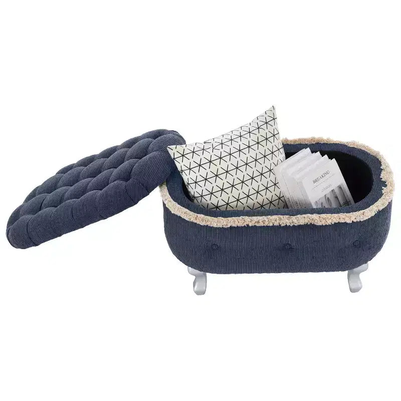 Banc de rangement capitonné en velours côtelé moderne avec compartiment caché