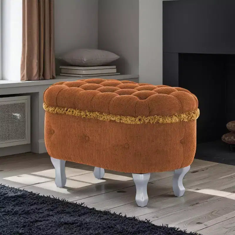 Banc de rangement capitonné en velours côtelé moderne avec compartiment caché