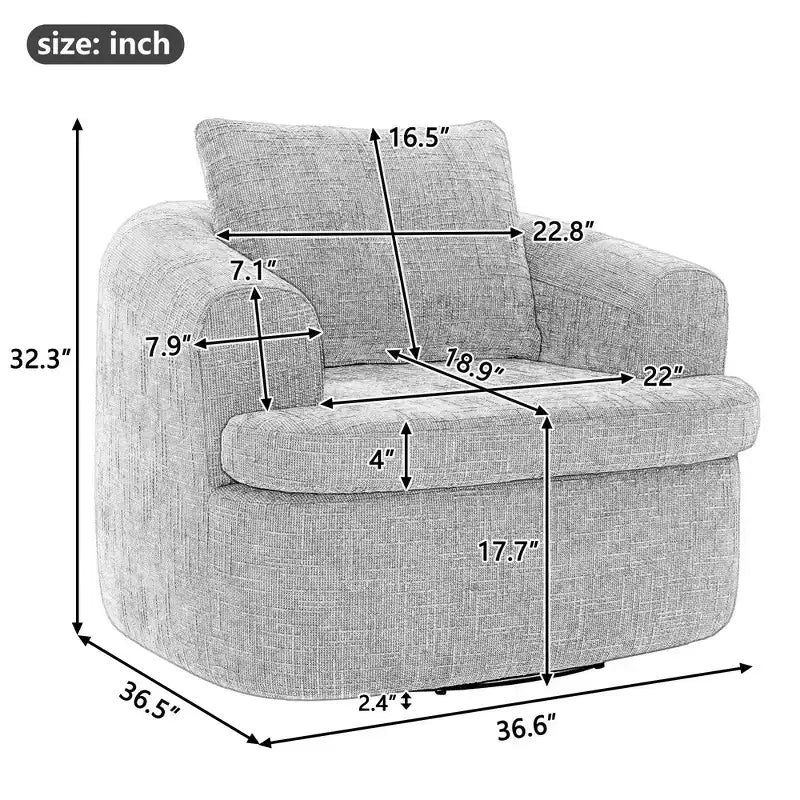 Fauteuil de salon, Fauteuil pivotant rond avec coussin à double couche