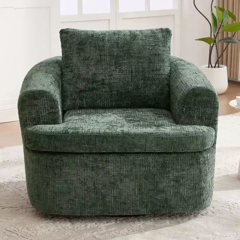 TUYOHW Lounge Chair,Swivel Barrel Sofa Chair with Dual-Layer Cushion,250lbs Capacity,36.6 Round Chenille Accent Chair for Living Room,Office