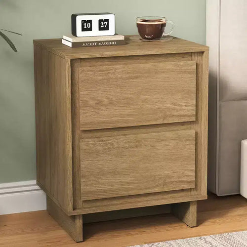 Commode à 2 tiroirs, commode moderne en bois avec bords nets