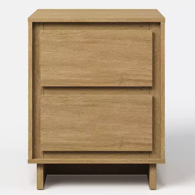 Commode à 2 tiroirs, commode moderne en bois avec bords nets