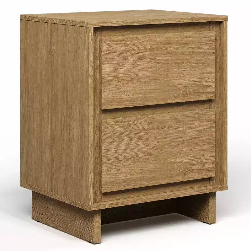 Commode à 2 tiroirs, commode moderne en bois avec bords nets