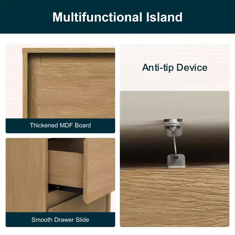 Commode à 2 tiroirs, commode moderne en bois avec bords nets