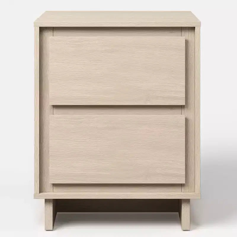 Commode à 2 tiroirs, commode moderne en bois avec bords nets