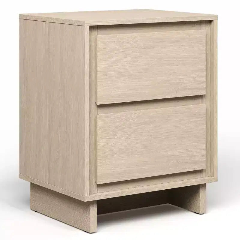 Commode à 2 tiroirs, commode moderne en bois avec bords nets
