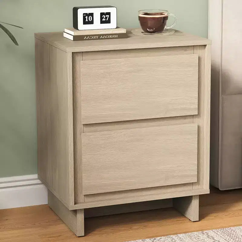 Heynemo 2-Drawer Dresser, Modern Wood Dresser with Clean Edge Detailing, Versatile Storage Unit for Bedroom, Living Room, Office, Entryway