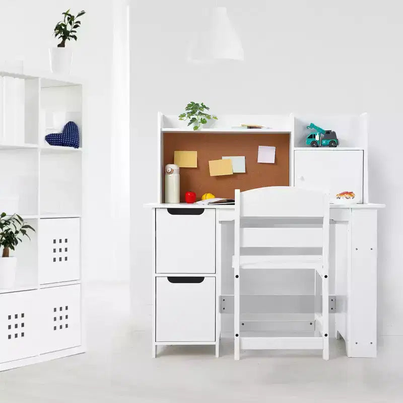 Bureau d'enfant, table d'étude en bois avec étagère à livres