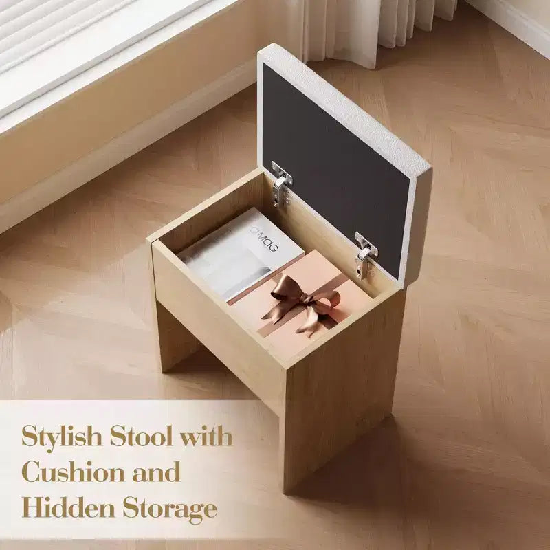Coiffeuse, Table de Maquillage Compacte pour Chambre, Bois Naturel