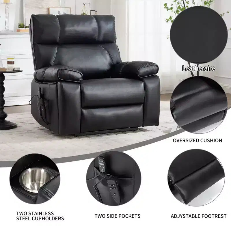 Fauteuil de relaxation motorisé infini en chenille beige avec fonction massage et chauffage