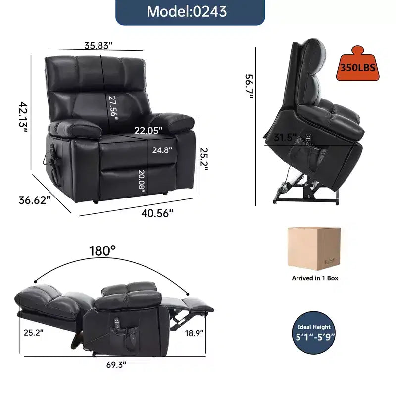 Fauteuil de relaxation motorisé infini en chenille beige avec fonction massage et chauffage