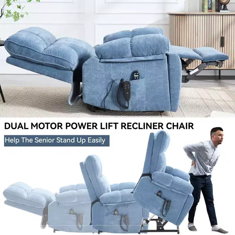 Fauteuil de relaxation motorisé infini en chenille beige avec fonction massage et chauffage