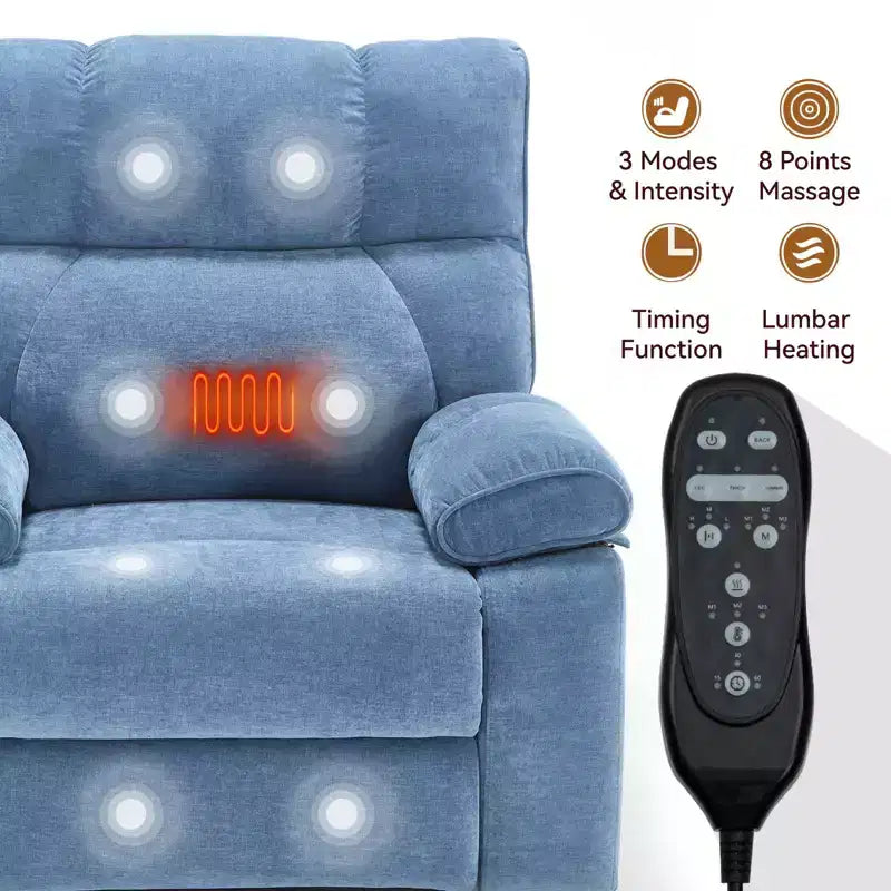 Fauteuil de relaxation motorisé infini en chenille beige avec fonction massage et chauffage