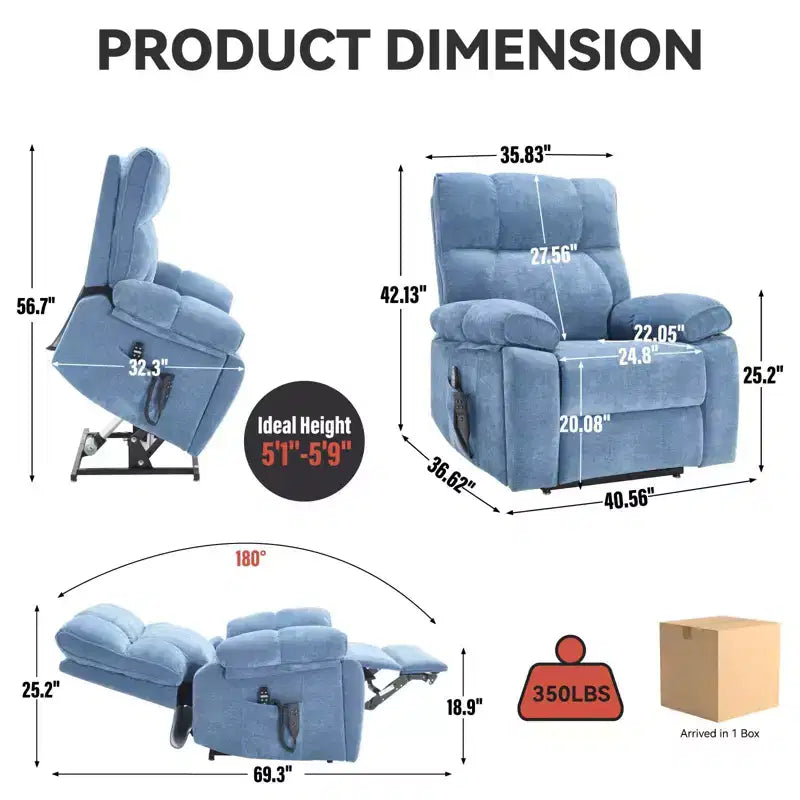 Fauteuil de relaxation motorisé infini en chenille beige avec fonction massage et chauffage
