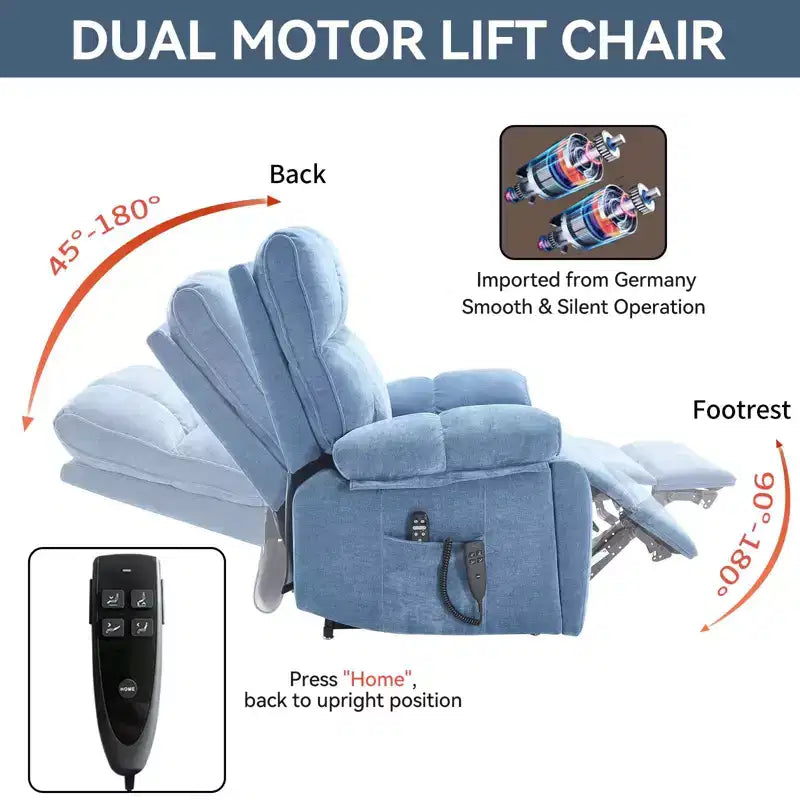 Fauteuil de relaxation motorisé infini en chenille beige avec fonction massage et chauffage