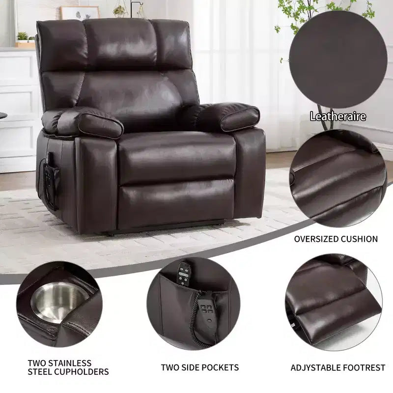 Fauteuil de relaxation motorisé infini en chenille beige avec fonction massage et chauffage