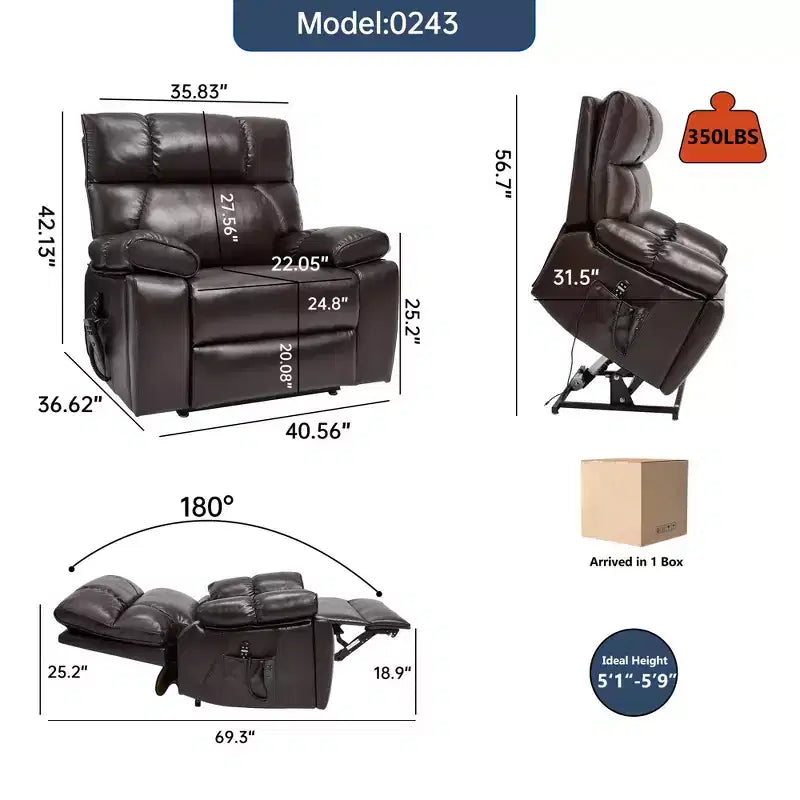 Fauteuil de relaxation motorisé infini en chenille beige avec fonction massage et chauffage