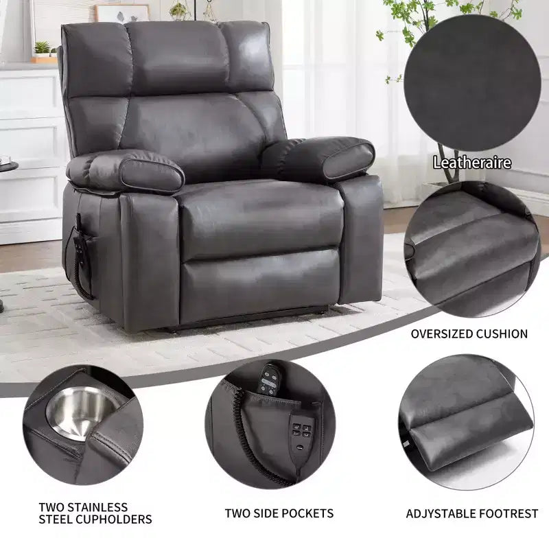 Fauteuil de relaxation motorisé infini en chenille beige avec fonction massage et chauffage