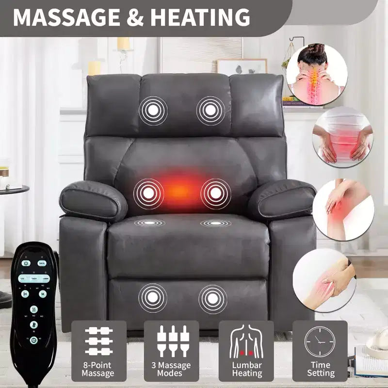 Fauteuil de relaxation motorisé infini en chenille beige avec fonction massage et chauffage