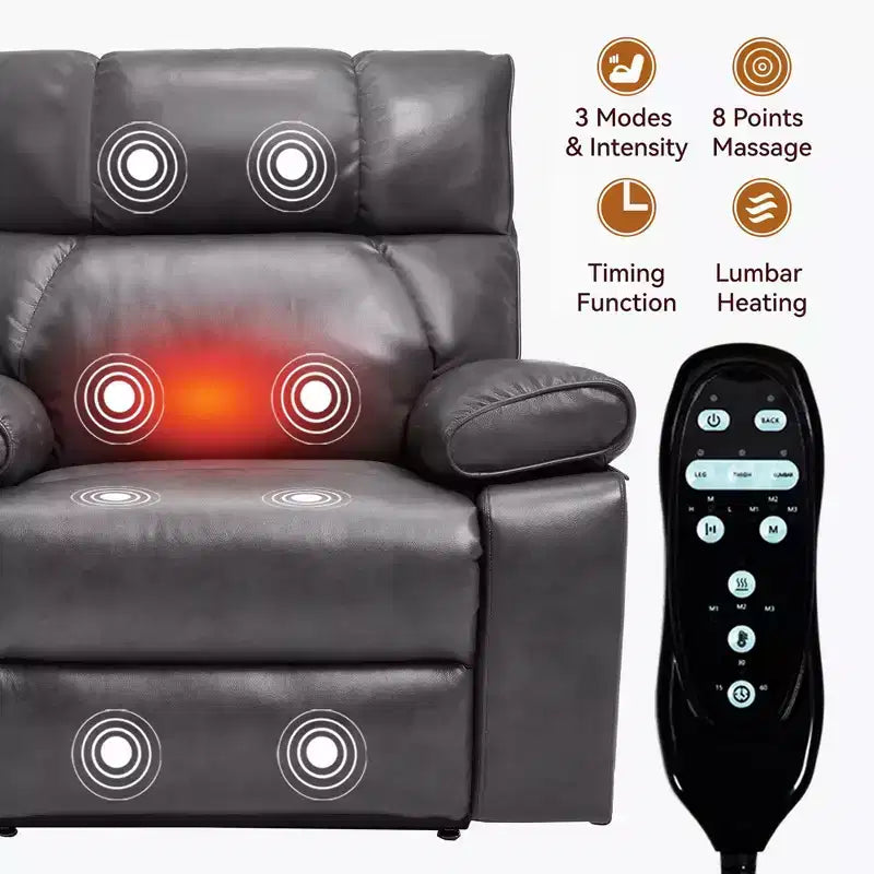 Fauteuil de relaxation motorisé infini en chenille beige avec fonction massage et chauffage