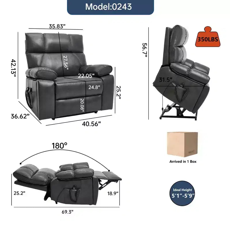 Fauteuil de relaxation motorisé infini en chenille beige avec fonction massage et chauffage