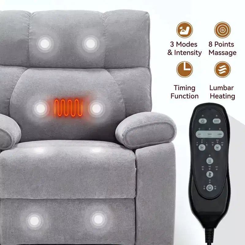 Fauteuil de relaxation motorisé infini en chenille beige avec fonction massage et chauffage