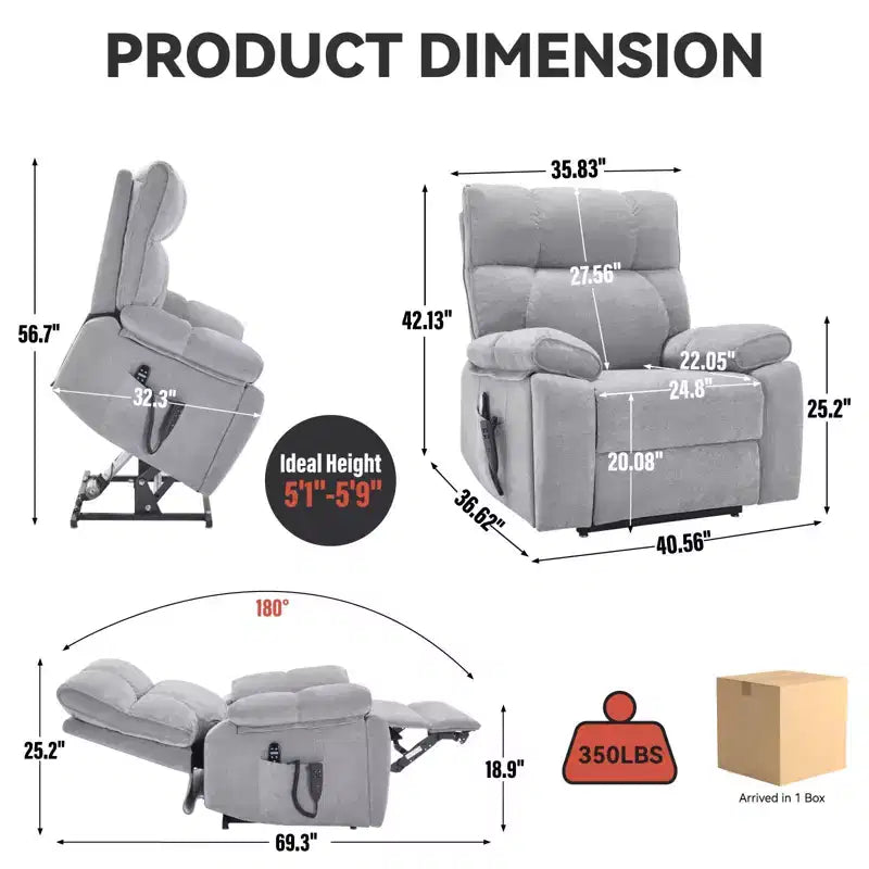 Fauteuil de relaxation motorisé infini en chenille beige avec fonction massage et chauffage