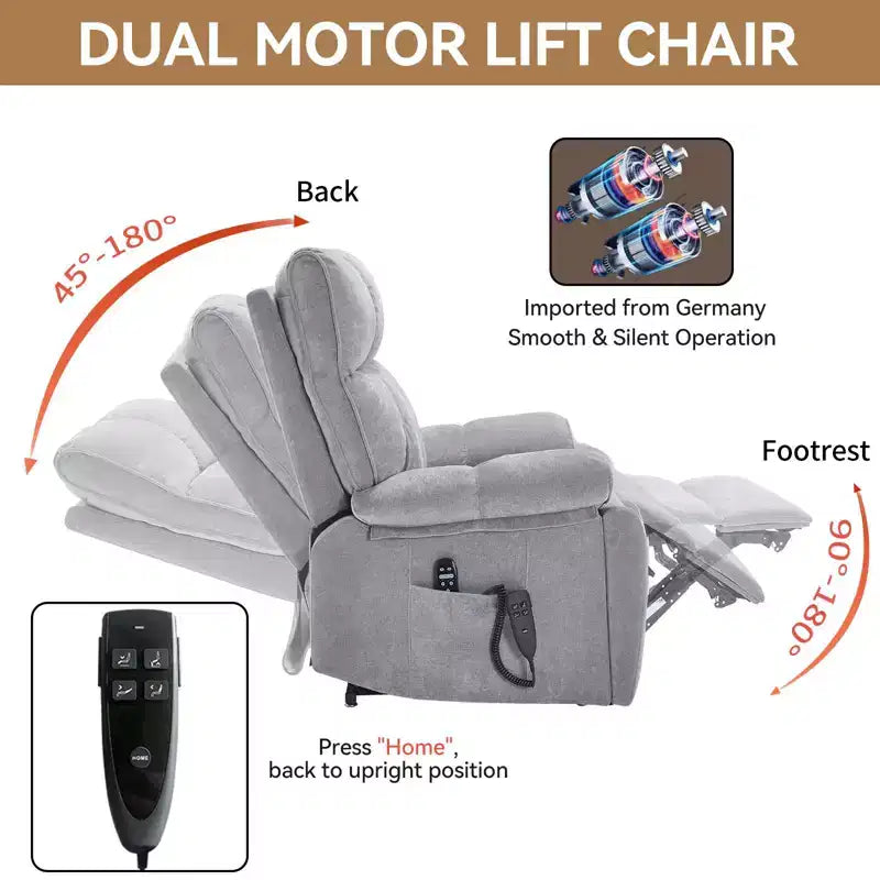Fauteuil de relaxation motorisé infini en chenille beige avec fonction massage et chauffage