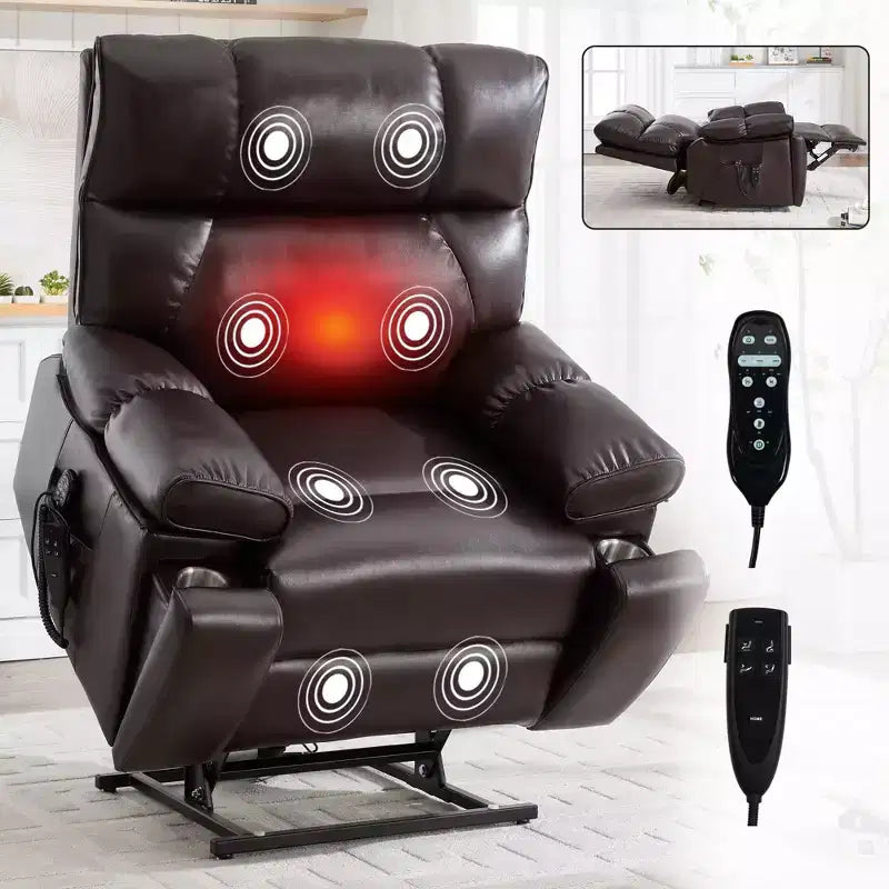 Fauteuil de relaxation motorisé infini en chenille beige avec fonction massage et chauffage