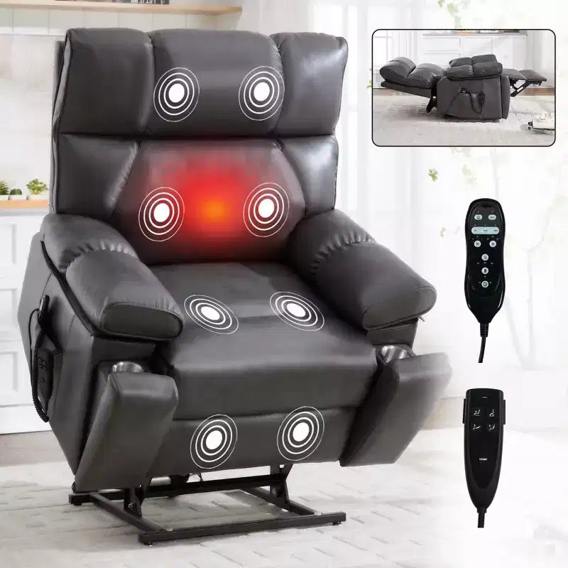 Fauteuil de relaxation motorisé infini en chenille beige avec fonction massage et chauffage