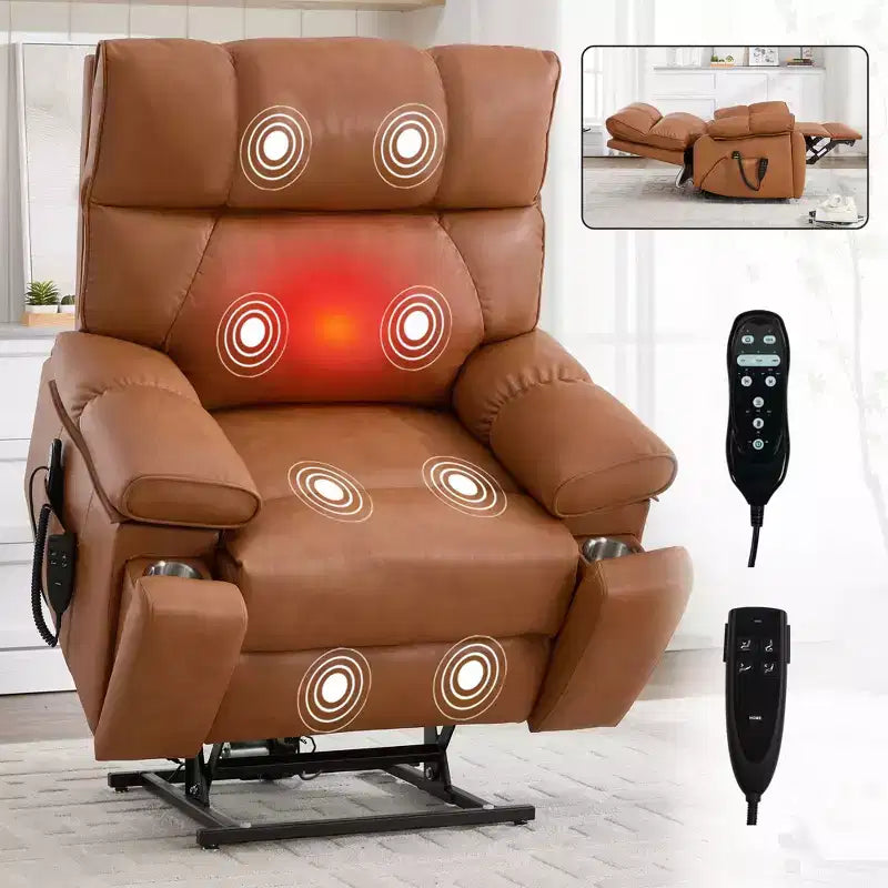 Fauteuil de relaxation motorisé infini en chenille beige avec fonction massage et chauffage