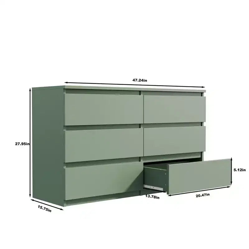 Commode double à 6 tiroirs pour chambre de bébé, organisateur pour enfants, commode verte