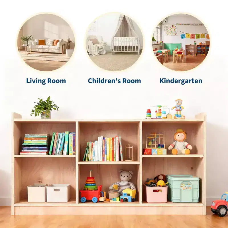 Étagère de rangement en bois à 5 compartiments, organisateur de jouets et de livres avec séparateurs réglables