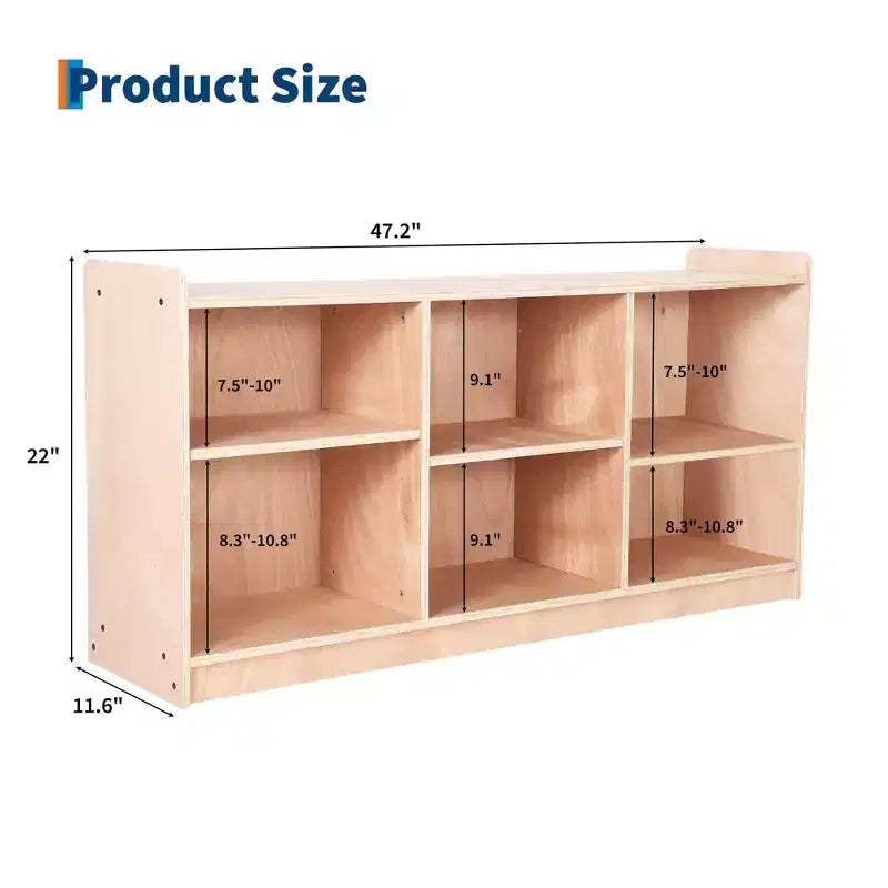 Étagère de rangement en bois à 5 compartiments, organisateur de jouets et de livres avec séparateurs réglables