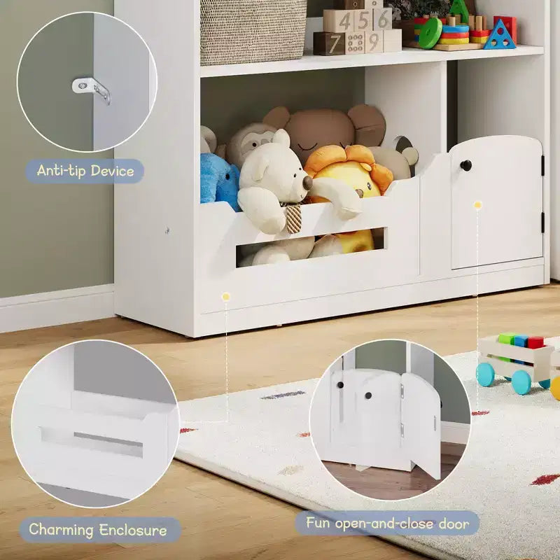 Étagère à livres pour enfants à 2 niveaux avec capteur de mouvement, en bois