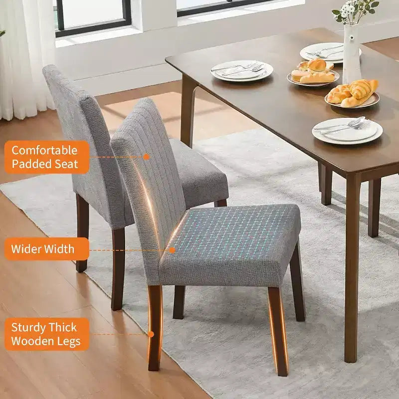 Chaise de salle à manger moderne, assise rembourrée avec pieds en bois robustes pour salle à manger