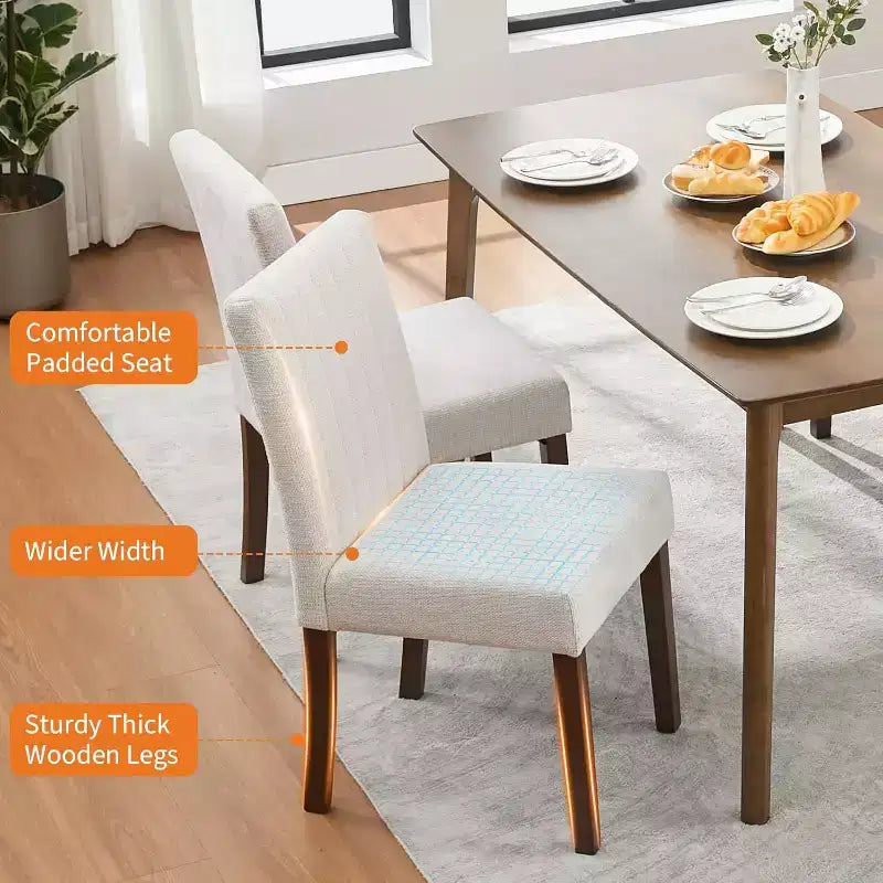Chaise de salle à manger moderne, assise rembourrée avec pieds en bois robustes pour salle à manger