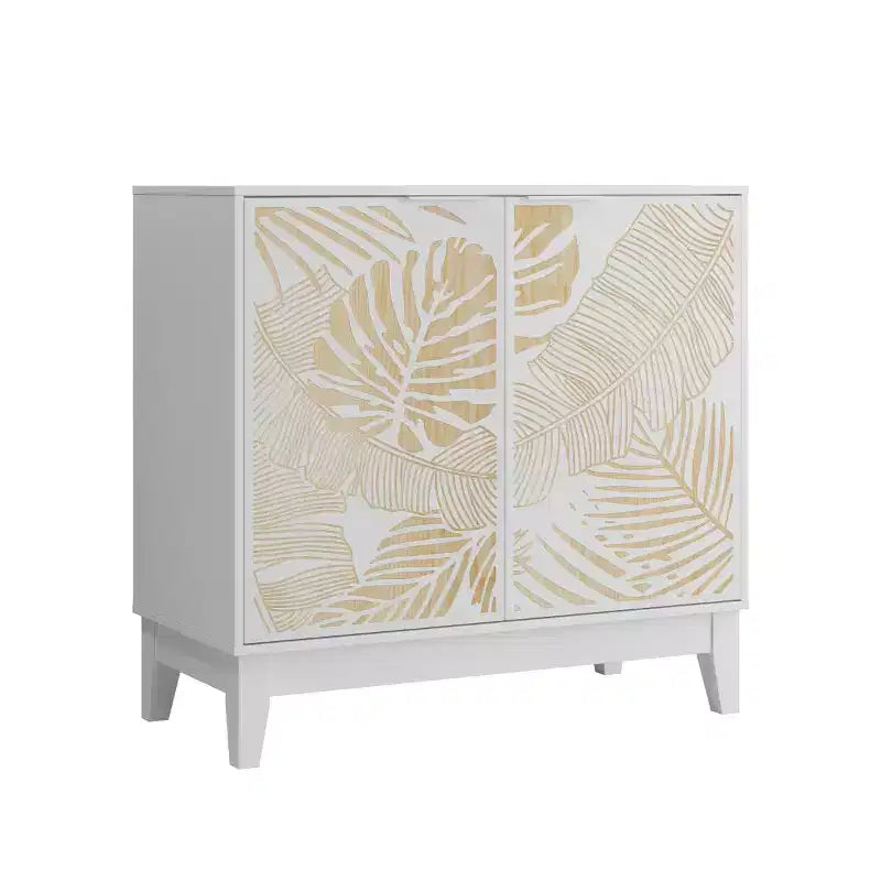 Bahut avec portes sculptées, meuble de rangement décoratif avec étagères réglables