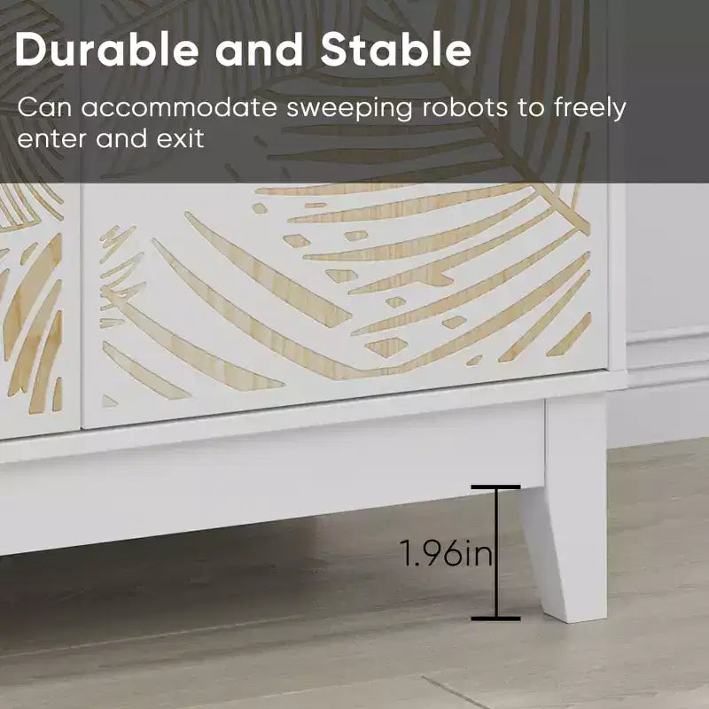Bahut avec portes sculptées, meuble de rangement décoratif avec étagères réglables