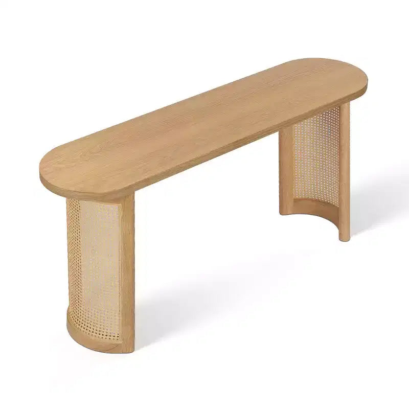 Console ovale avec pieds en cannage, Table de canapé étroite
