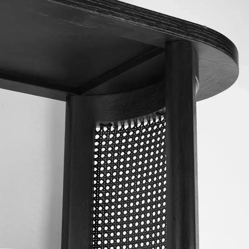 Console ovale avec pieds en cannage, Table de canapé étroite