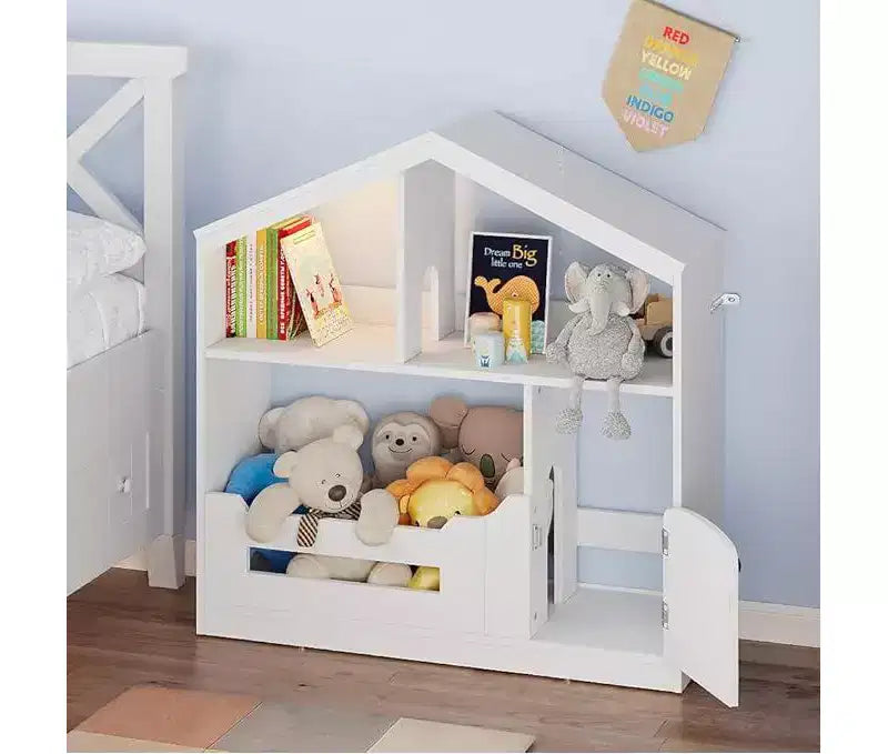 Étagère à livres pour enfants, Organisateur de jouets, Bibliothèque en bois pour tout-petits avec lumière à détecteur de mouvement