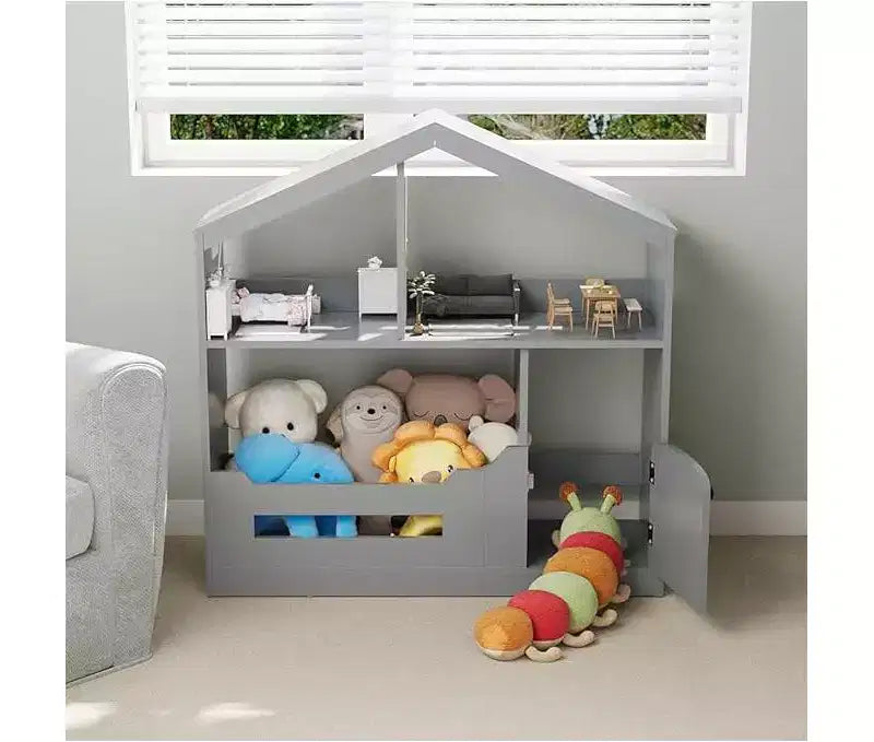 Étagère à livres pour enfants, Organisateur de jouets, Bibliothèque en bois pour tout-petits avec lumière à détecteur de mouvement