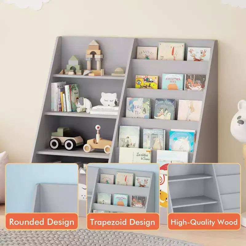 Bibliothèque moderne pour enfants, étagère multifonctionnelle en bois avec étagères de présentation