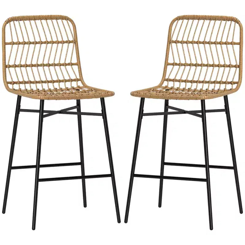 Tabourets de bar en rotin, 26 tabourets de bar hauteur comptoir avec dossier